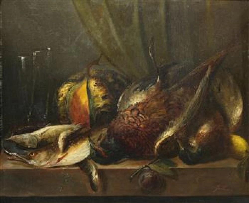 Natura morta con frutta e selvaggina